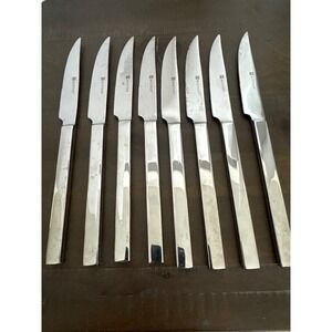 Wusthof 8 Piece Stainless Steel Serrated Steak Knife Set Silver Modern Flatware